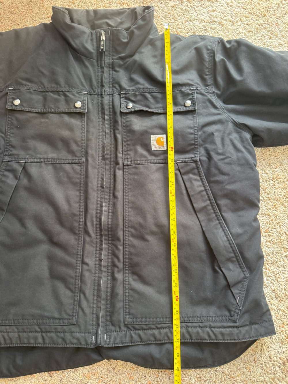 Carhartt Jacket Black Quick Duck Canvas Full Zip Insulated Workwear XL Outdoor - Picture 3 of 9